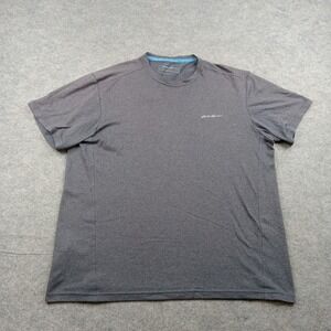 Eddie Bauer Shirt Mens Medium Gray Performance Crewneck Logo Tee Polyester Soft
